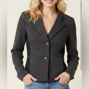 Cartonnier Anthropologie Spliced Heather Charcoal Gray Black Blazer Jack…